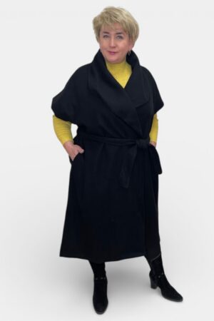 Elegantne varrukateta pikem vöö ja taskutega kevadine mantel/jakk (KA.030)