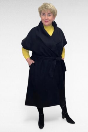 Elegantne varrukateta pikem vöö ja taskutega kevadine mantel/jakk (KA.030)