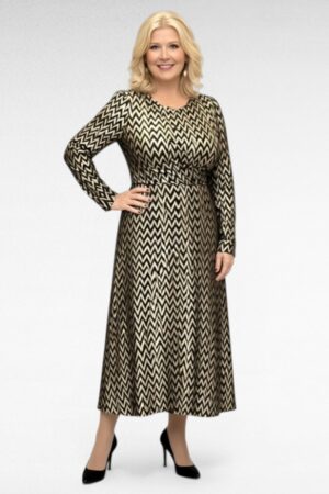 Luksuslik kuldne sakilise mustriga pikk kleit "Samantha" (KL.509)