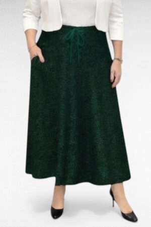 Pidulik roheline sätendav pikk taskutega seelik (SE.123)