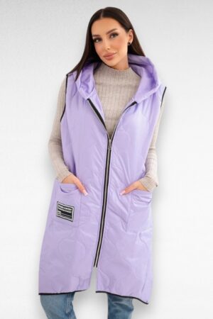 Pluss suuruses tepitud materjalist naiste vest kapuutsiga (JO.104)