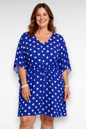 Sinine valgemummulise mustriga kaftantuunika "BPC" (TU.300)