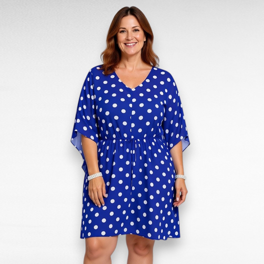 Sinine valgemummulise mustriga kaftantuunika "BPC" (TU.300)