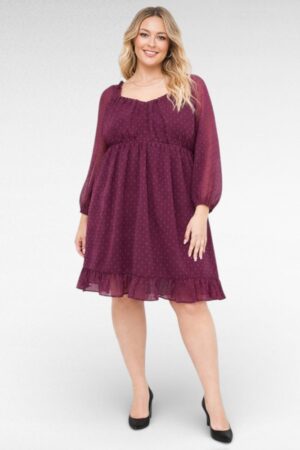 Lillakaspunane mummulise mustriga kleit "Simply Be" (KL.299)