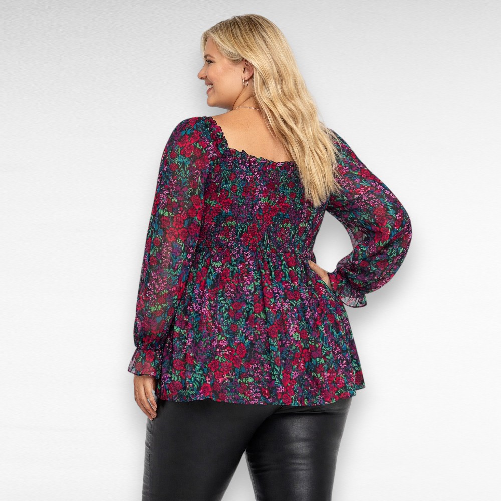 Kirju lillemustriga peplumlõikega pluus (PL.372) - Image 3