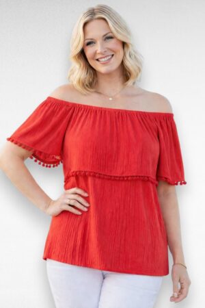 Kortsuriidest punane pluus "Julipa" (PL.018)