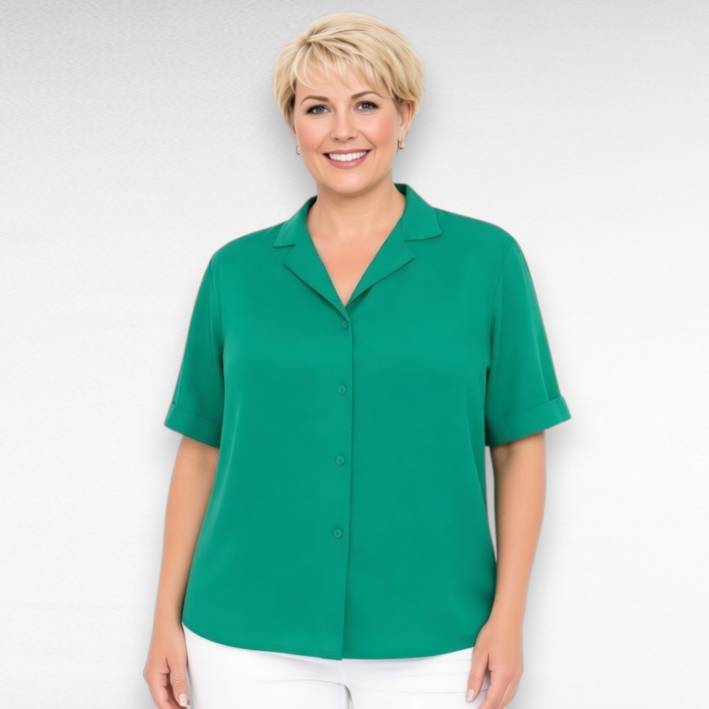 Roheline eest nööpidega linasegusest materjalist pluus "Simply Be" (PL.102)