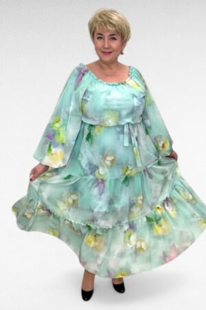 Luksuslik mündrioheline satsiline pikk pidulik kleit (KL.111)