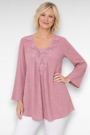 PL.011 - Lillakasroosa pitsiline pluus/tuunika "Cellbes"