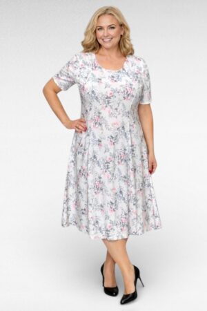 Valge roosakirju lillemustriga suvekleit (KL.286)