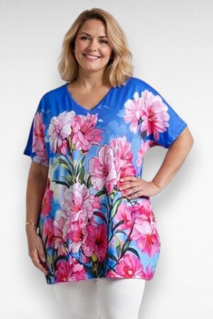 Helesinine roosa lillemustriga tuunika "Esmira Fashion" (TU.365)