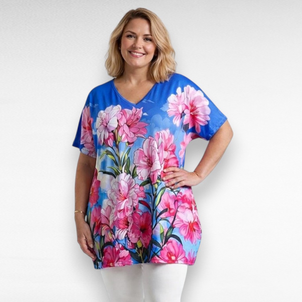 Helesinine roosa lillemustriga tuunika "Esmira Fashion" (TU.365)