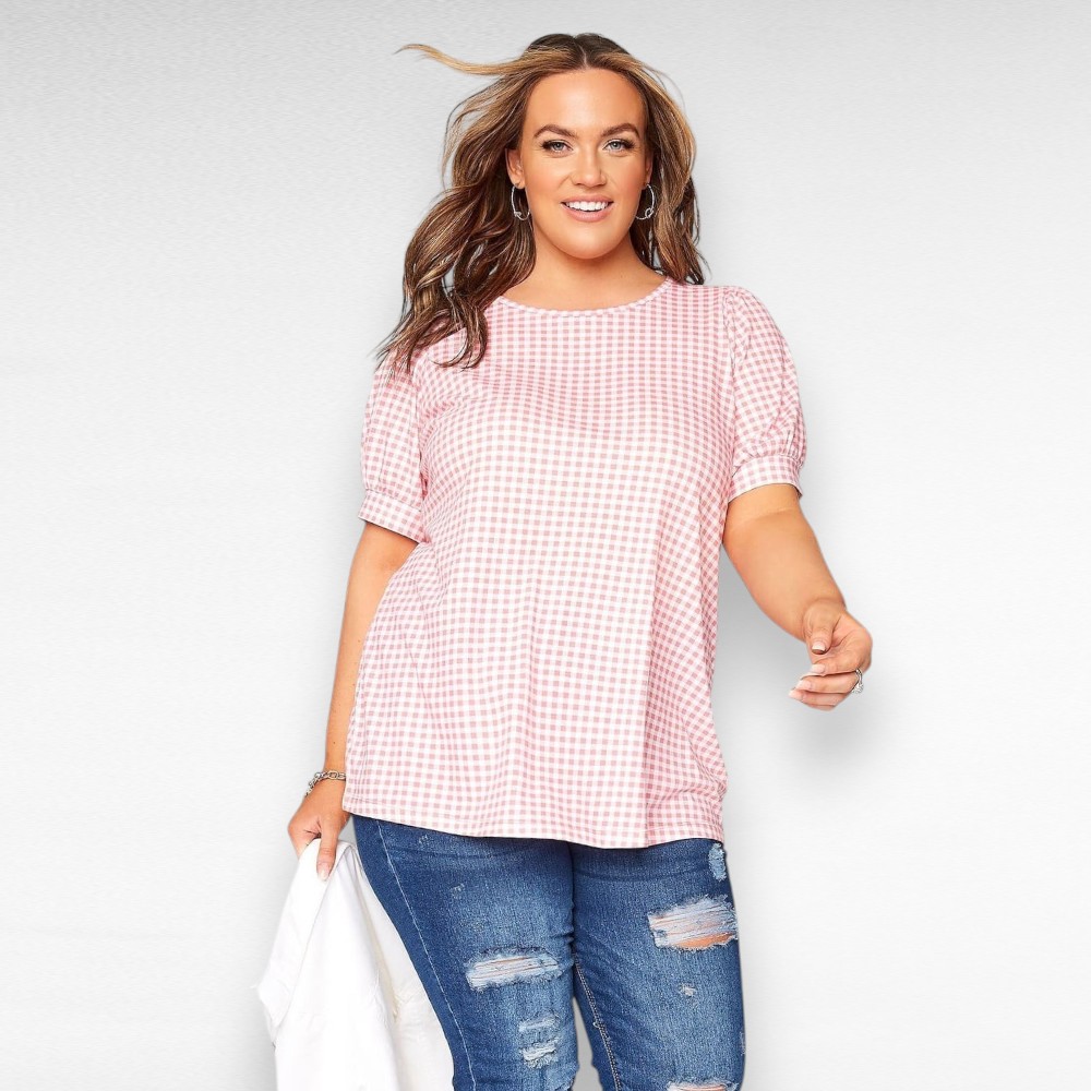 PL.318 - Ruudulise mustriga pikem pluus "Yours" - Image 2