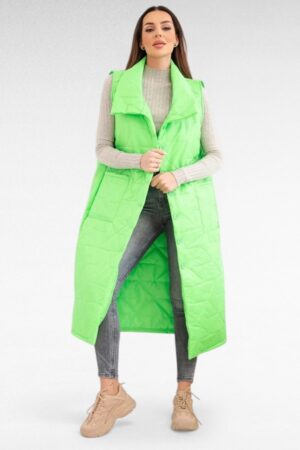 Stiilne tepitud materjalist pikk taskutega kevadine vest (JO.041)