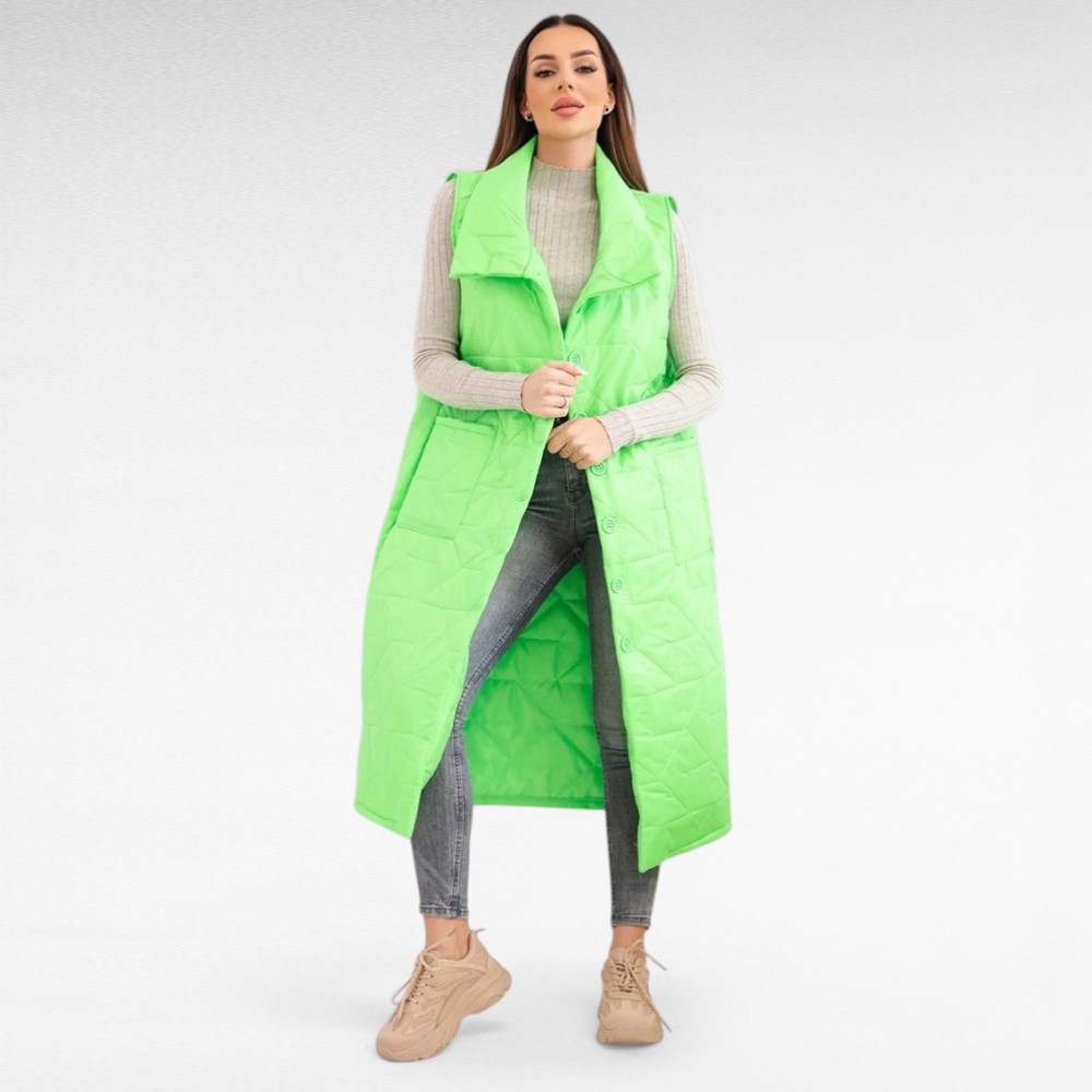 Stiilne tepitud materjalist pikk taskutega kevadine vest (JO.041) - Image 4