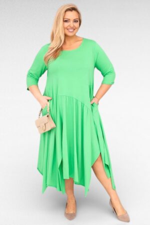 Puuvillane taskutega asümmeetriline kleit "New Collection" (KL.224)