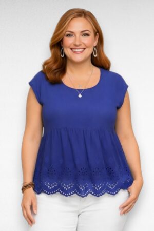 Puuvillane broderiipitsiga naiselik peplumpluus "Sonoma" (PL.232)