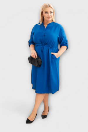 Mugav viskooskangast sinine igapäevane stiilne kleit "Mary" (KL.397)