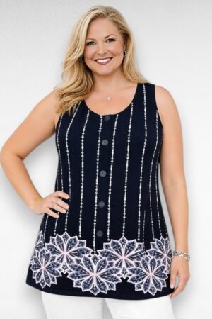 Triibuline lillelise porte ja tikandimustriga pluus "Evans" (PL.107)