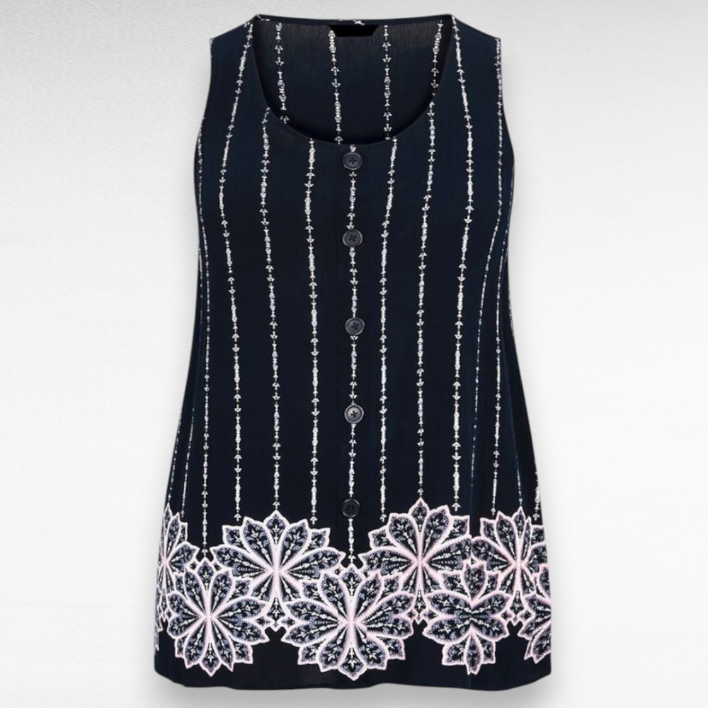 Triibuline lillelise porte ja tikandimustriga pluus "Evans" (PL.107) - Image 2