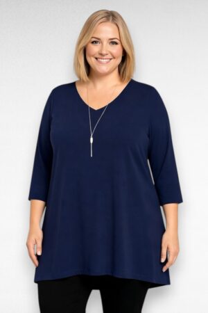 Tumesinine V-kaelusega pluss suurus tuunika "Betti Fashion" (TU.602)