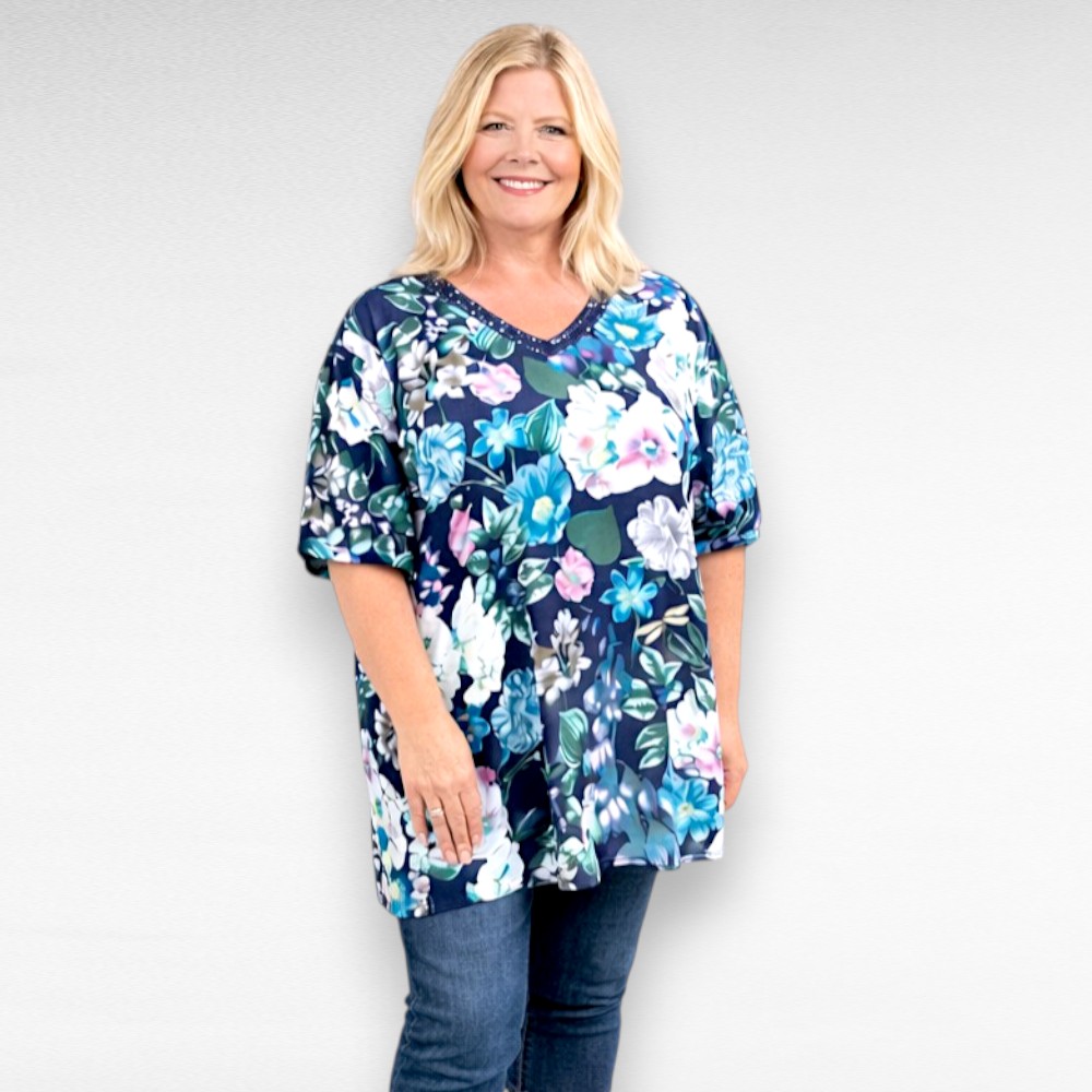 Suvine lillemustriga naiste pluus "Suertedeoro" (PL.114)