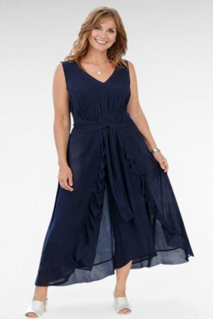 Tumesinine stiilne kortsuriidest jumpsuit "Together" (KO.010)