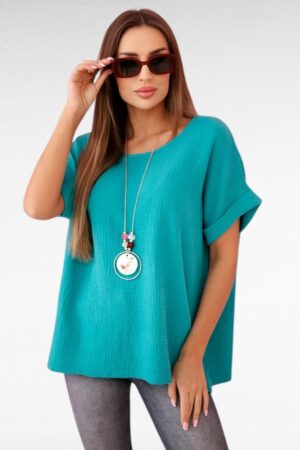 Musliinkangast kaelakeega naiste pluus "Magma" (PL.042)