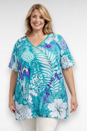 Türkiistoonides kirju mustriga tuunika "Esmira Fashion" (TU.057)