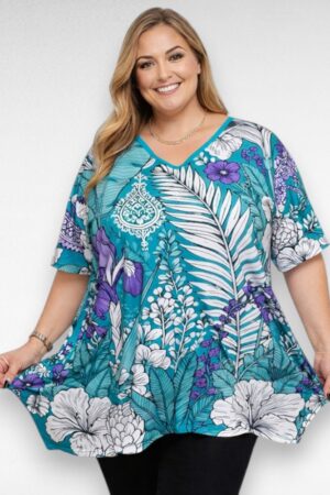 Türkiistoonides kirju mustriga tuunika "Esmira Fashion" (TU.057)