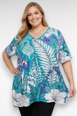 Türkiistoonides kirju mustriga tuunika "Esmira Fashion" (TU.057)