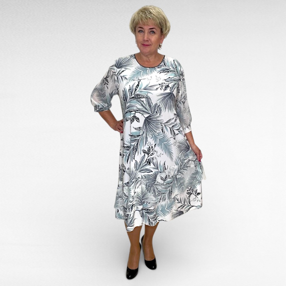 Ivoryvalge kirju lehemustriga satsiline kleit "Helena" (KL.284)