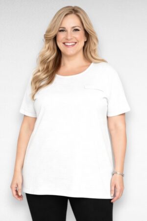 Valge pikem pluss suurus naiste T-särk "Yours Curve" (PL.321)