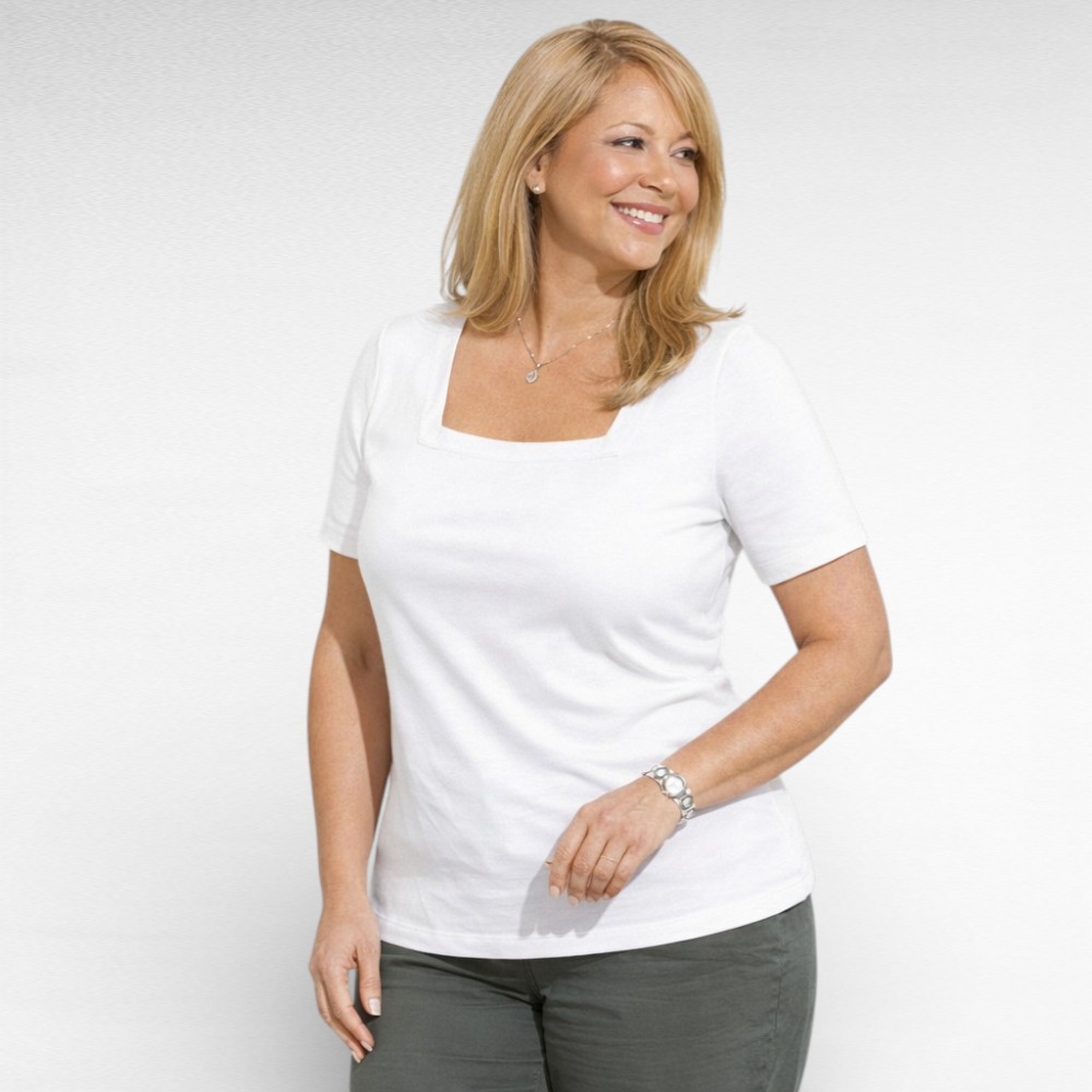 Valge nelinurkse kaelusega naiste suvepluus (PL.536)