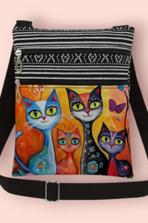 Oranž õlakott 4 kassiga (KK.020)