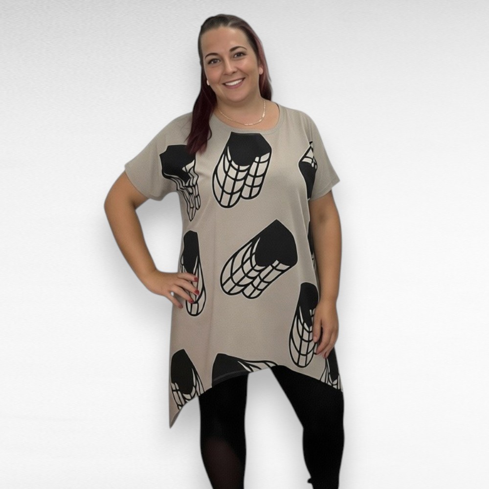 Suure efektse mustriga pikem asümmeetriline tuunika "Aire" (TU.275)