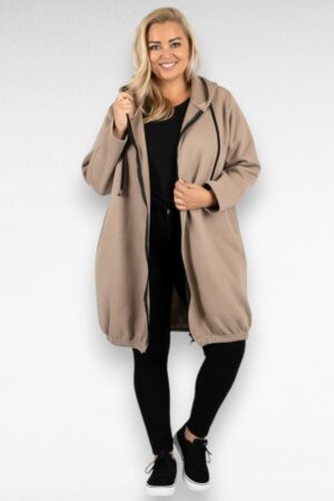 Seest sooja fliisvoodriga pikem pluss suurus naiste dressipluus/jakk (SP.037)