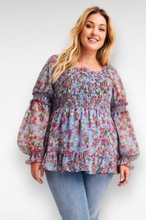 Helesinine pidulik pluss suurus peplumpluus "Simply Be" (PL.552)