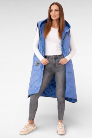 Pluss suuruses tepitud materjalist kapuutsiga vest kevadeks (JO.104)