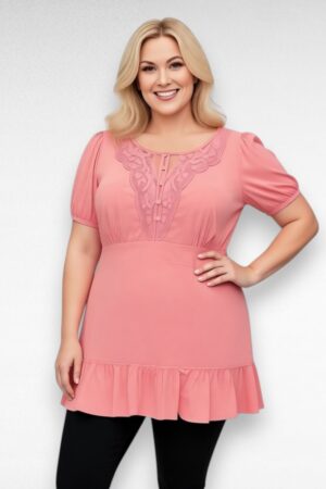 Korallroosa pitsiline alt satsiga tuunika "M and  Co" (TU.093)