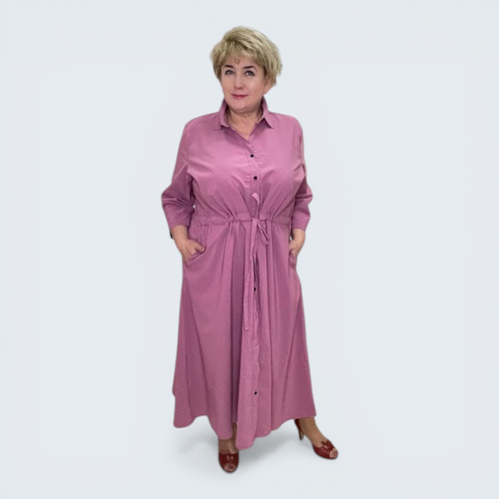 Eest nööpidega pluss suuruses tunnelvööga pikk naiste kleit (KL.146) - Image 2