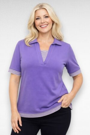 Triibuliste detailidega puuvillane pluus "Damart" (PL.324)