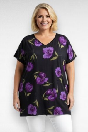 Must tumelilla lillemustriga tuunika "Esmira Fashion" (TU.370)