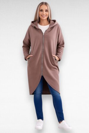 Pikk seest fliisvoodriga kapuutsiga eest lukuga dressipluus/pusa (JA.103)