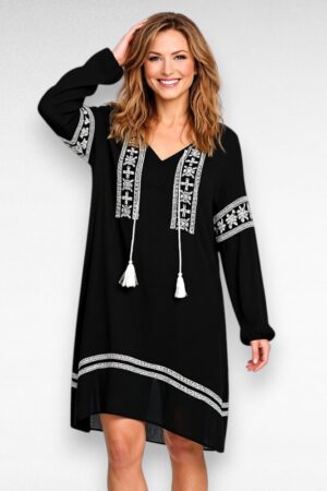 Must kaunite tikanditega kortsuriidest tuunika "Ellos" (TU.026)