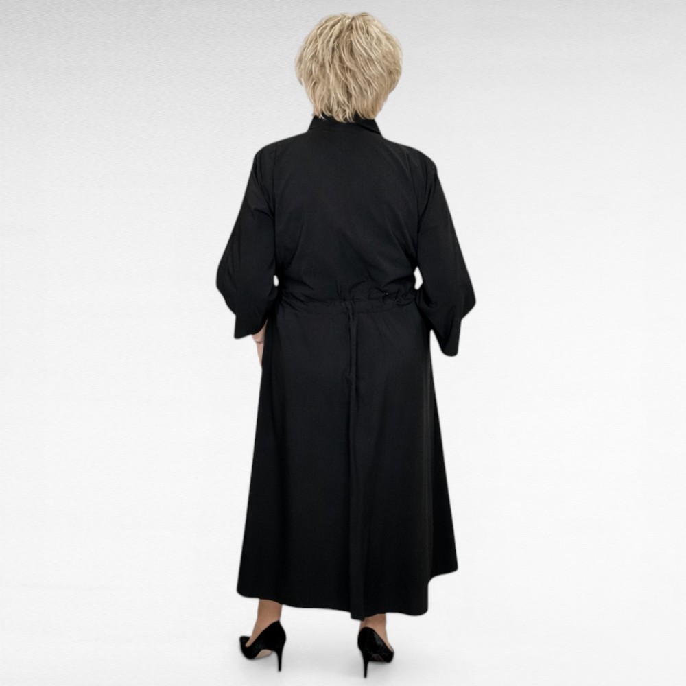 Eest nööpidega pitshõlmadega tunnelvööga pluss suurus naiste kleit (KL.154) - Image 3