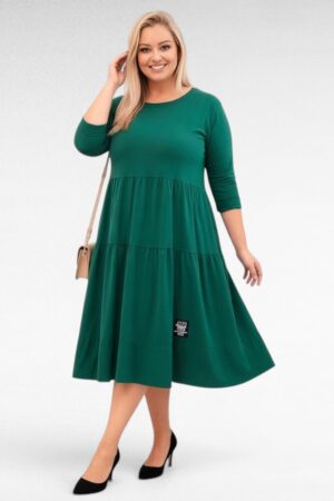 Puuvillane satsiline pluss suuruses naiste kleit  (KL.059)