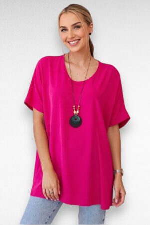 Lühikeste varrukatega kaelakeega pluus (PL.507)