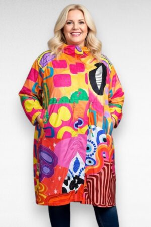 Roosakirju mustriga pluss suurus naiste kevadsuvine jope/mantel (J0.050)