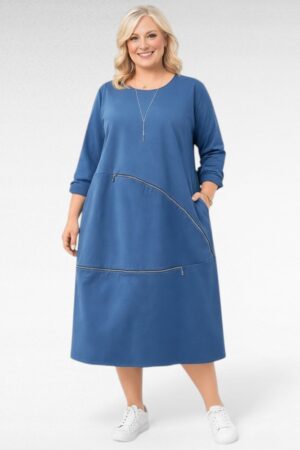 Stiilne lukkudega igapäevane taskutega kleit "Italy Moda" (KL.302)